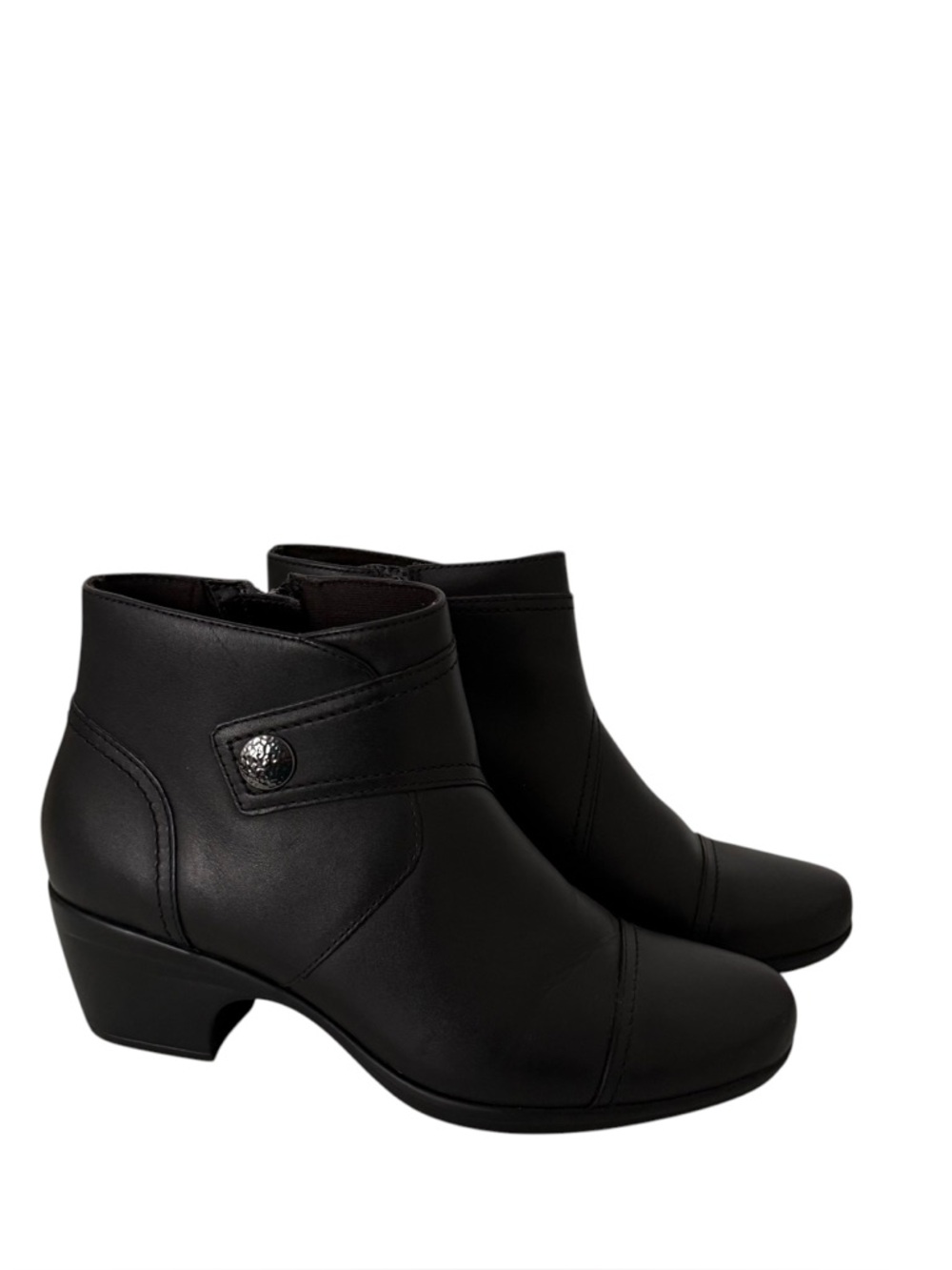 Clarks Emily Calle Black Leather Ankle Booties
